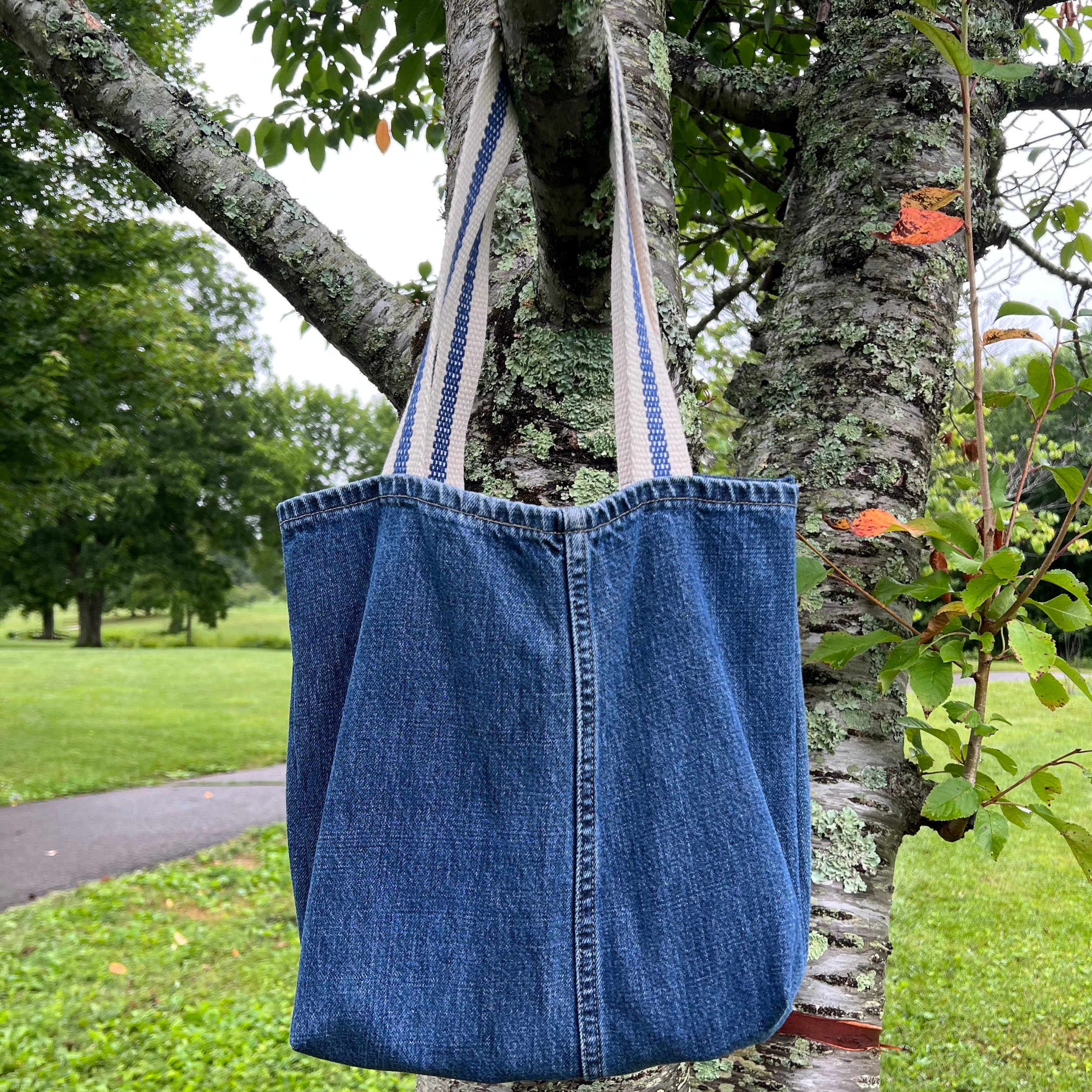 Buy Customized Handmade Eco friendly Dual Shade Denim Tote Bag