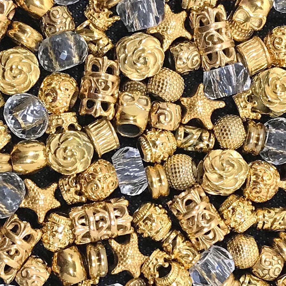 10 different patterns 5 beads each pattern Accessoires Haaraccessoires Haarsieraden Haarkralen en manchetten 50pcs Multi Patterned Large Hole Wooden Beads 16mmx16mm Hole 8mm 