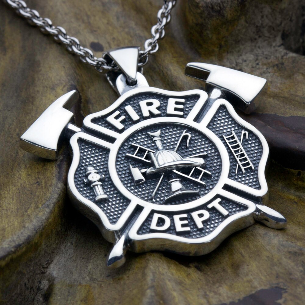 Firefighter maltese cross necklace sale