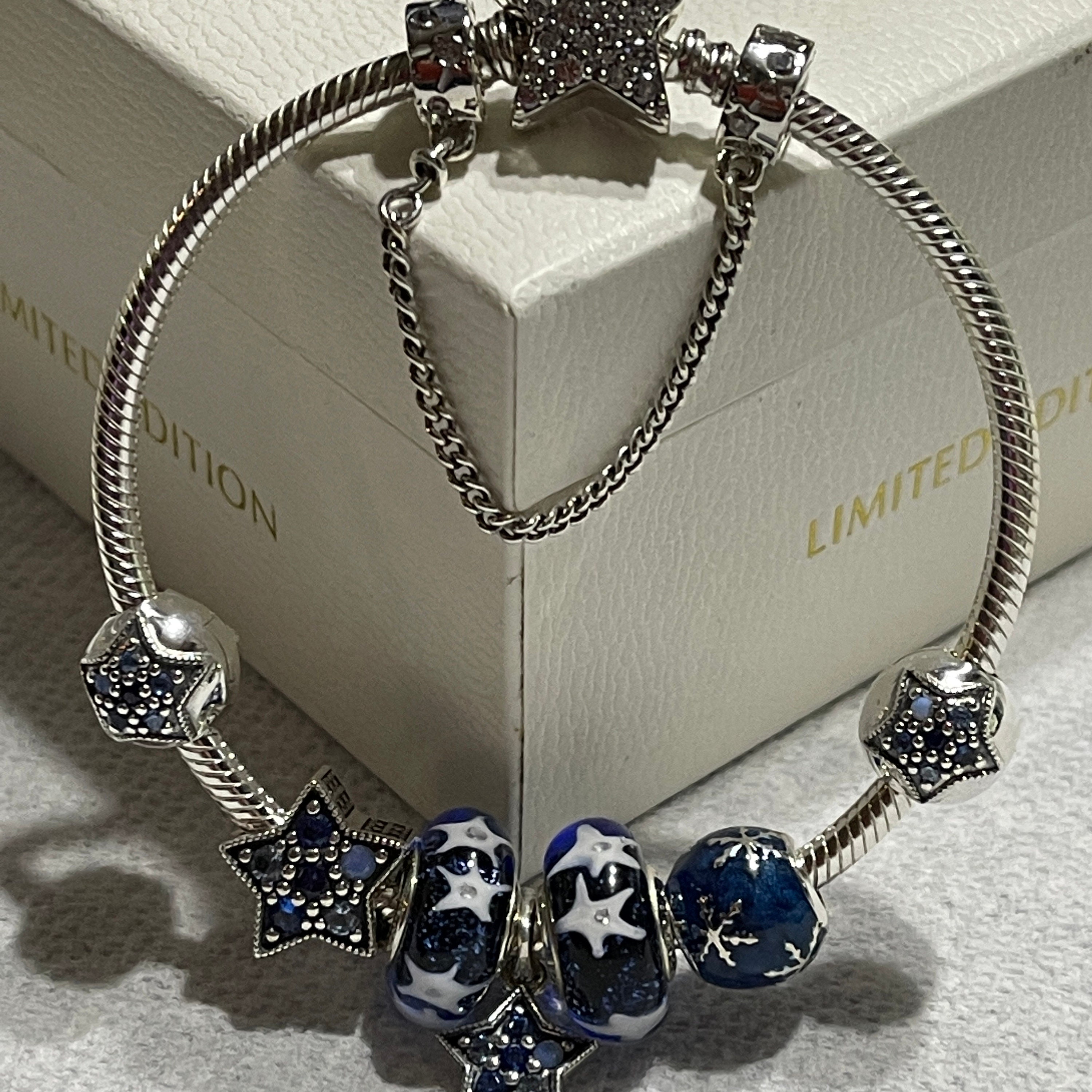 Wavy Dark Blue Murano Glass Ocean Charm Wavy Dark Blue Murano Glass Ocean Charm