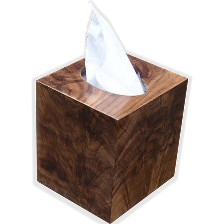 Tissue Box Cover Cube Square Size Boutique in Birdseye Maple Wood