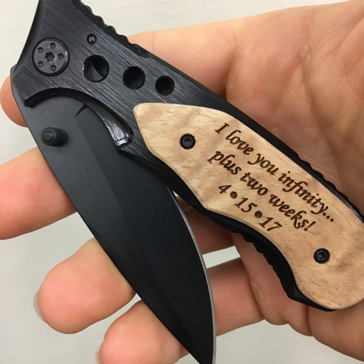 I love you more engraved pocket knife gift for boyfriend Etsy