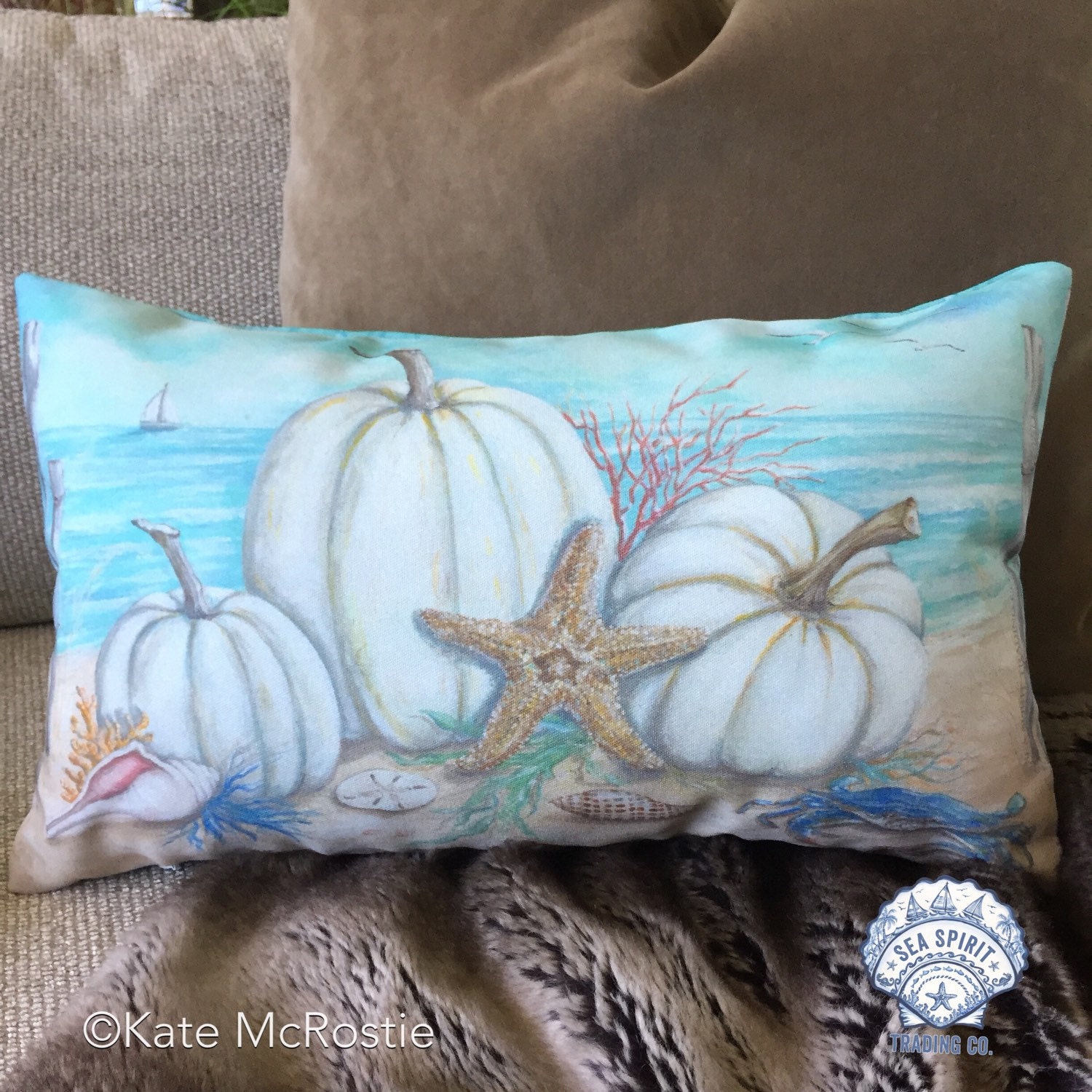 Fall Coastal pillow cover pumpkin pillow coastal fall Etsy