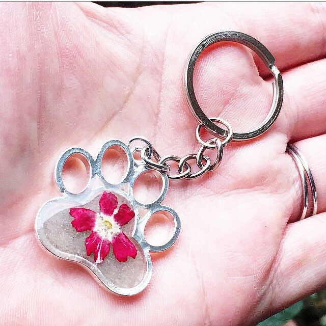 Resin Dog Memorial Pet Ash Keychain Pressed Flower Resin Pet Etsy