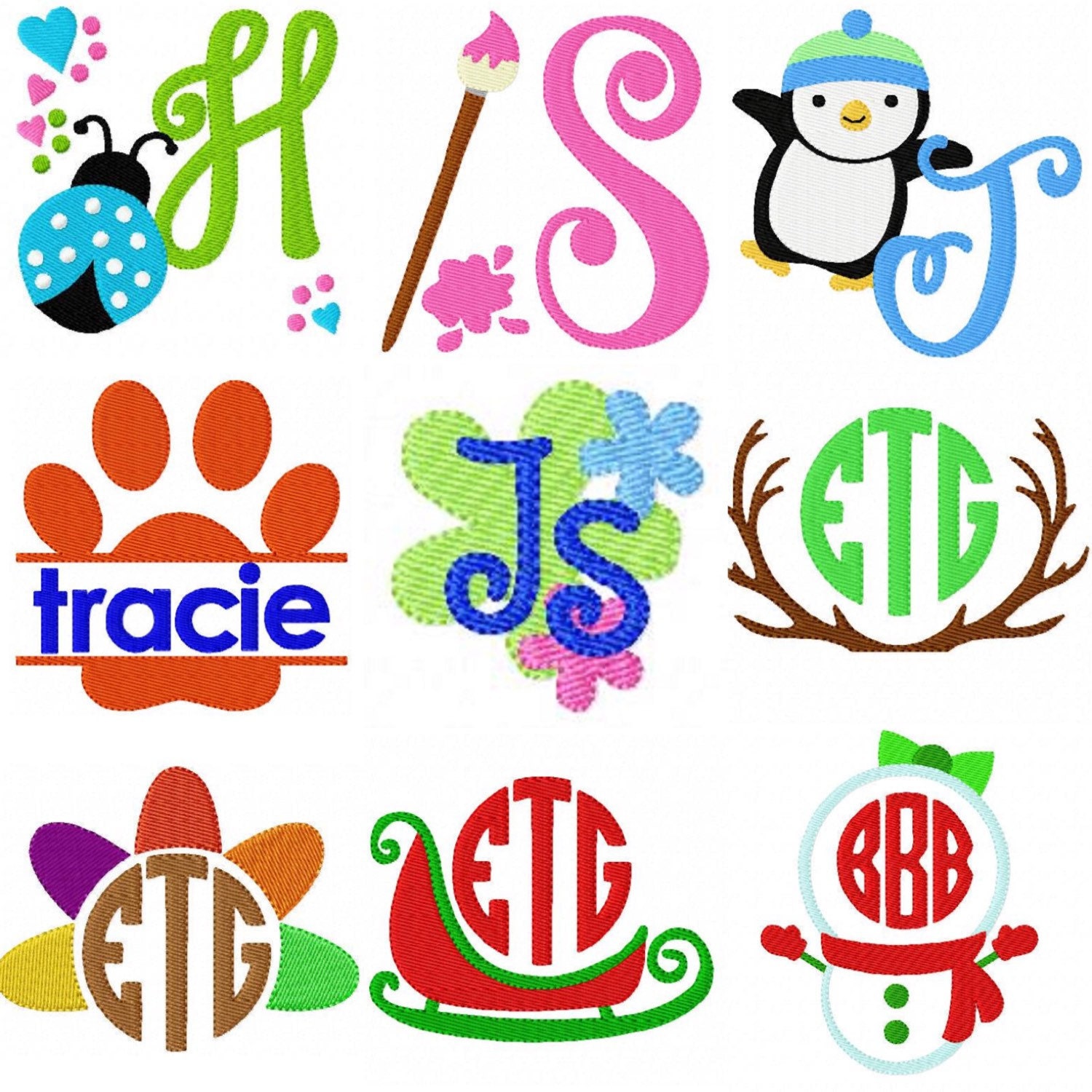 Paw Split Monogram Embroidery Paw Split Monogram Embroidery