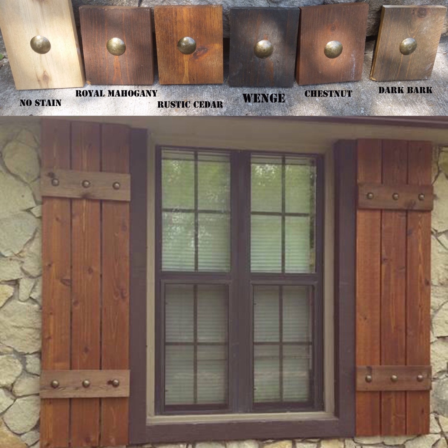 Stained cedar shutters exterior shutters Board and Batten