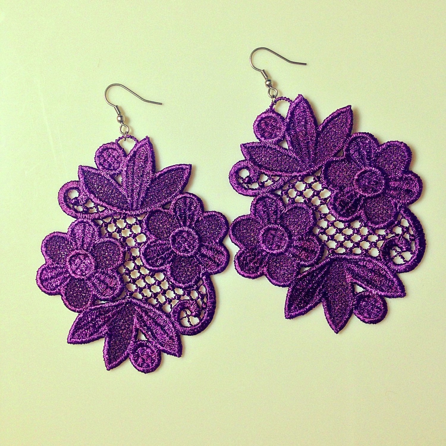 Free Standing Lace Machine Embroidery Design Earrings Jewelry Etsy
