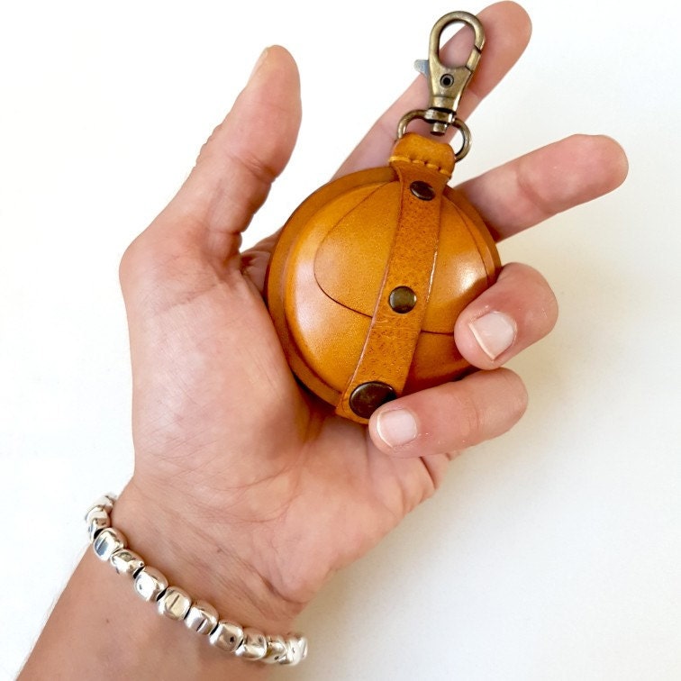 Leather purse ball shape leather wallet SALE leather clutch Etsy