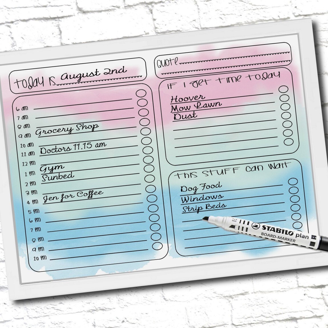 kids daily to do list dry erase planner daily tasklist kids etsy