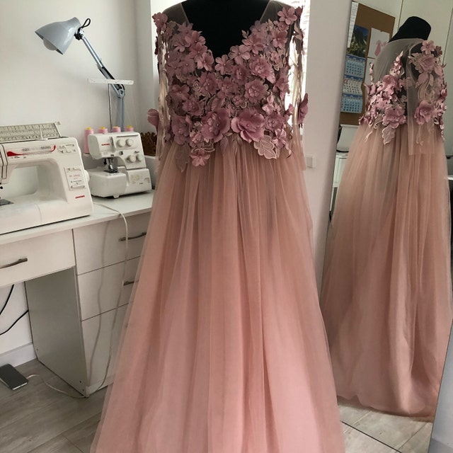 Blush Maternity Dress For Photo Shoot Baby Shower Party Pink Etsy