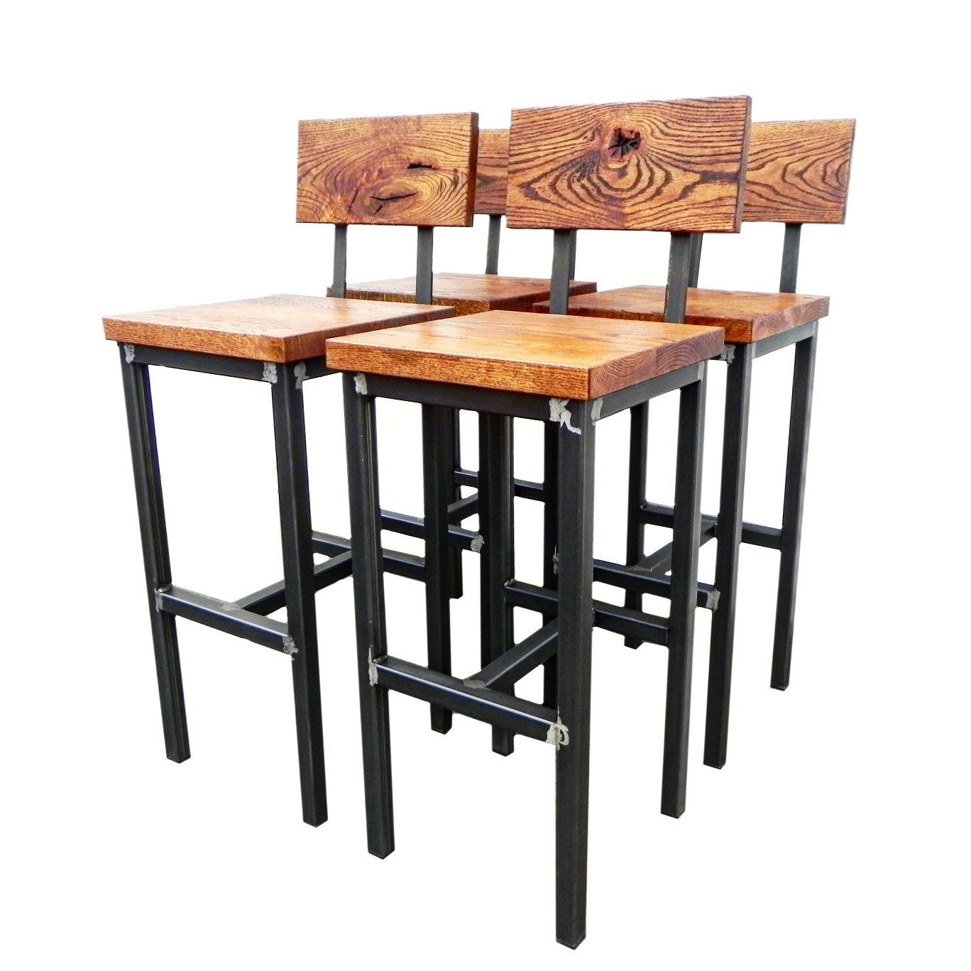 Wood and Steel Dining Chair Rustic Industrial Etsy