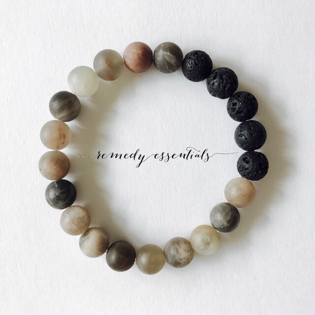 Moonstone Aromatherapy Bracelet Lava Stone Diffuser Etsy