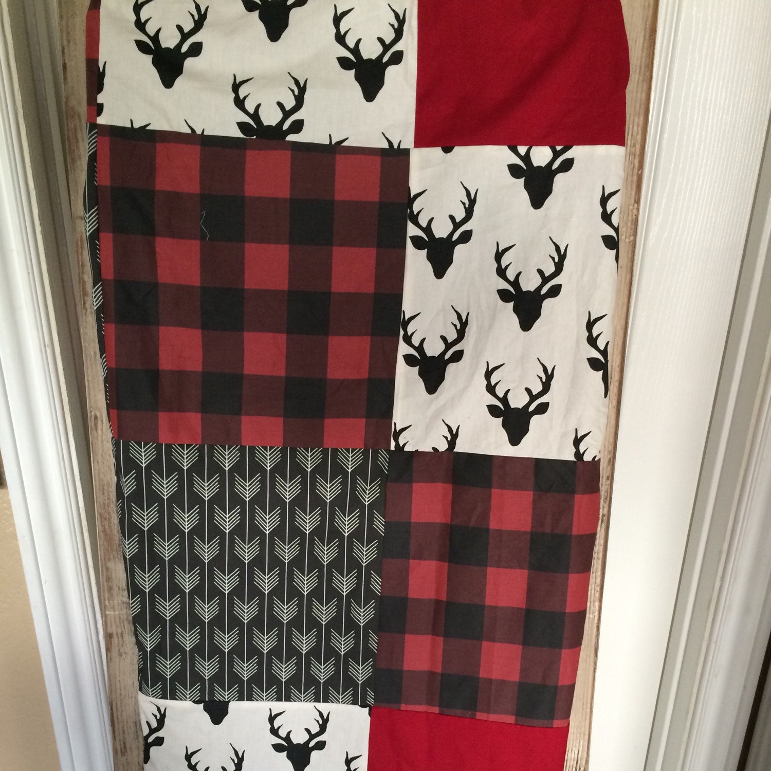 Custom Crib Bedding Deer Plaid Arrow in Red and Black | Etsy