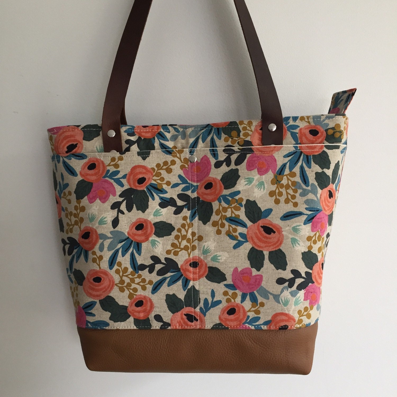 Rifle Paper Co tote bag floral tote leather tote les | Etsy