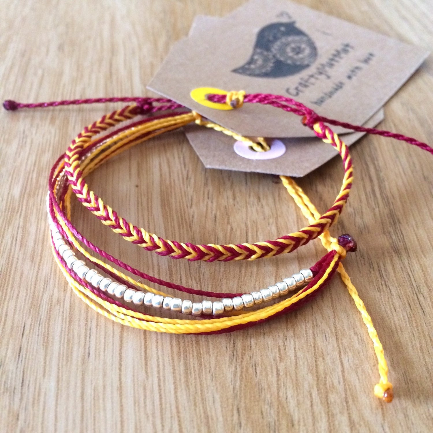 Custom fishtail bracelet handmade waxed string adjustable Etsy