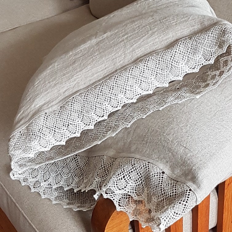 Lace trimmed linen pillowcase stonewashed linen pillow sham Etsy