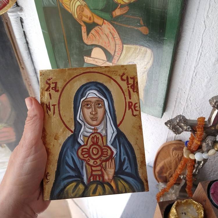 Contemporary Byzantine icon of the Hand of God Souls of the Righteous religious Painting imaging of the Last Judgement and Book of Wisdom