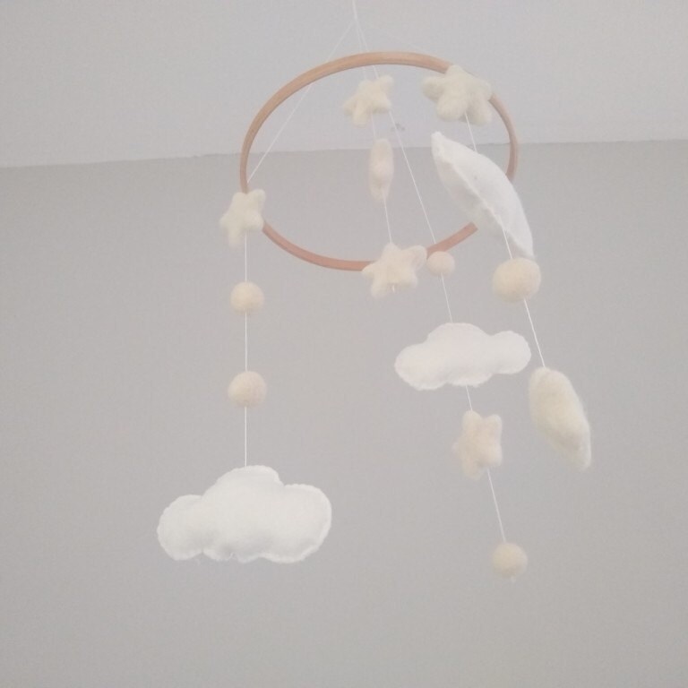 Lets Make Nursery Decor Diy Handmade Baby Mobile Kit Felt Balls Wooden Little Star Beads Accessories Blue Baby Products Ecog Activity Entertainment