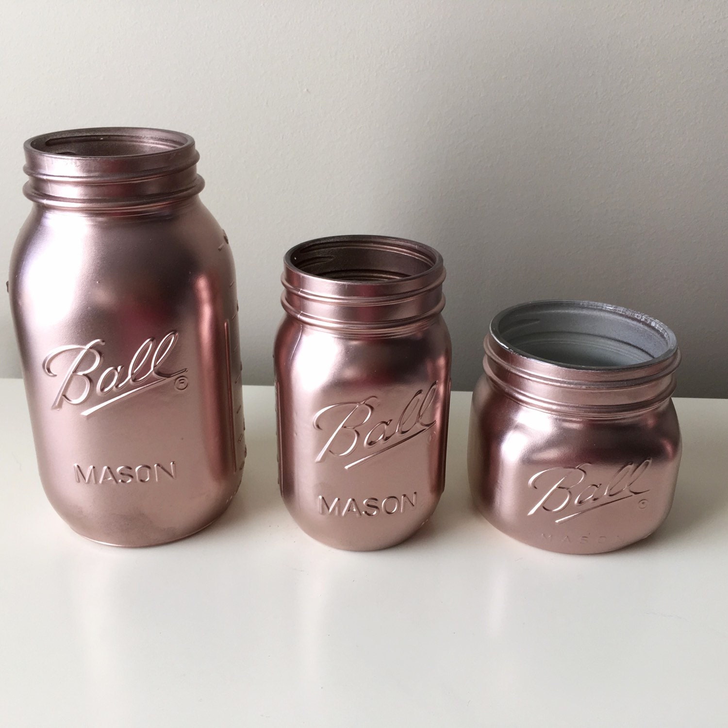 Rose Gold Decor Metallic Mason Jars Paint Mason Jars Etsy