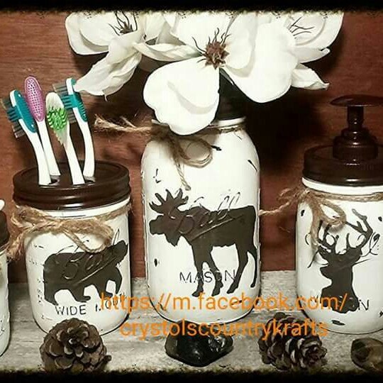 Deer bear moose bathroom cabin lodge theme. white and Etsy