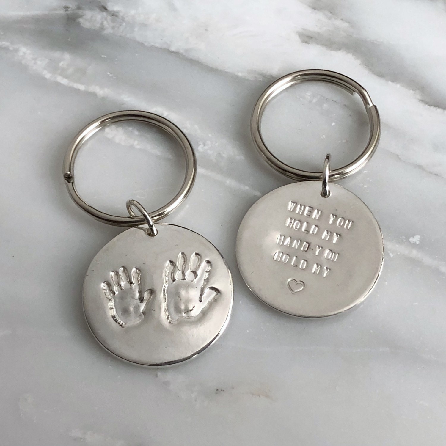 Baby Handprint Keychains Hand Print Keychain Handprint Key Etsy
