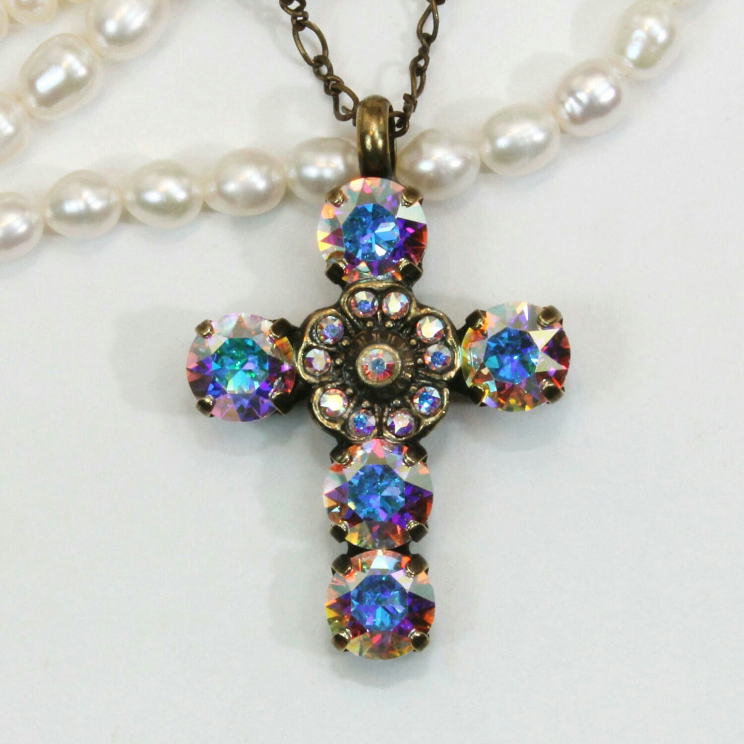 Crystal Cross AB Swarovski Crystal cross Necklace pendant