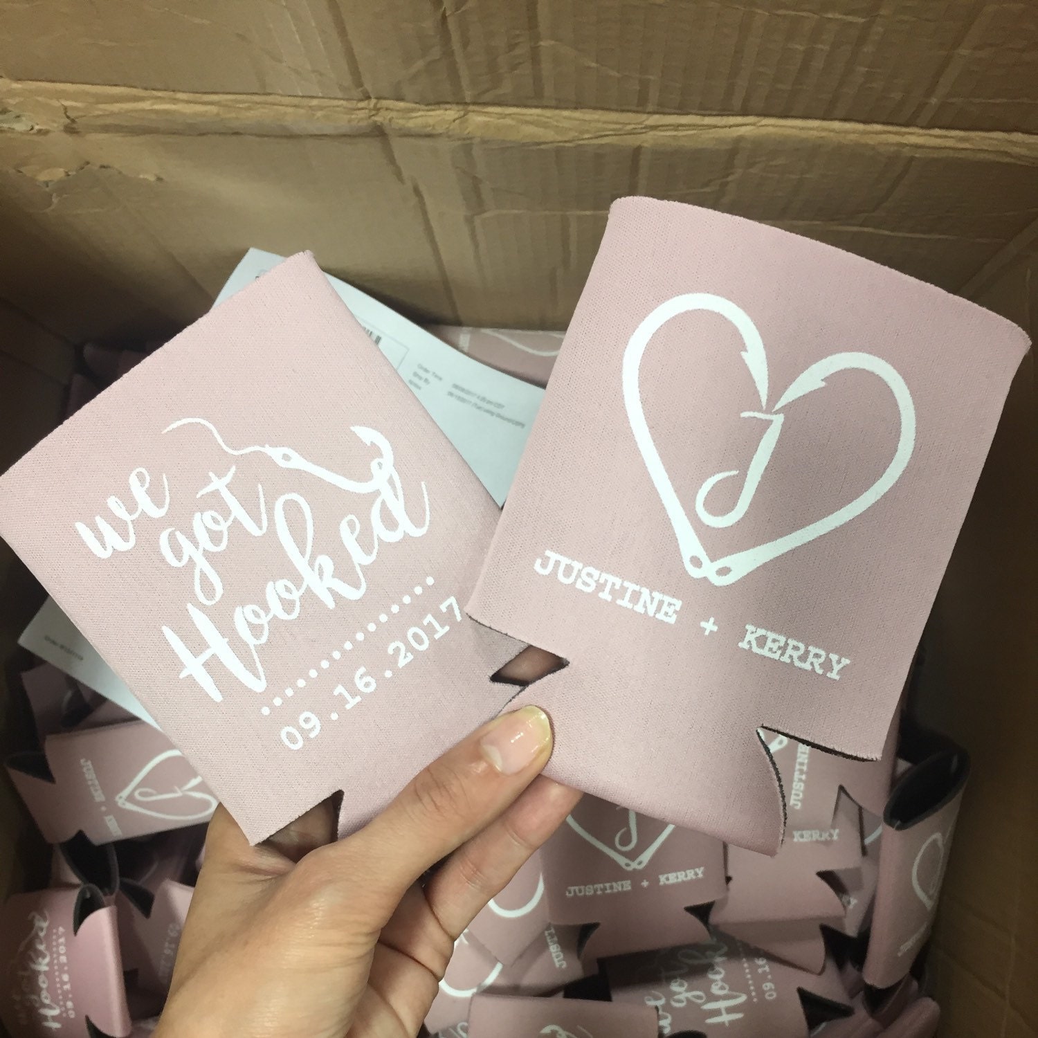 We Got Hooked Wedding Can Coolers Custom Fishing Can Coolers Etsy