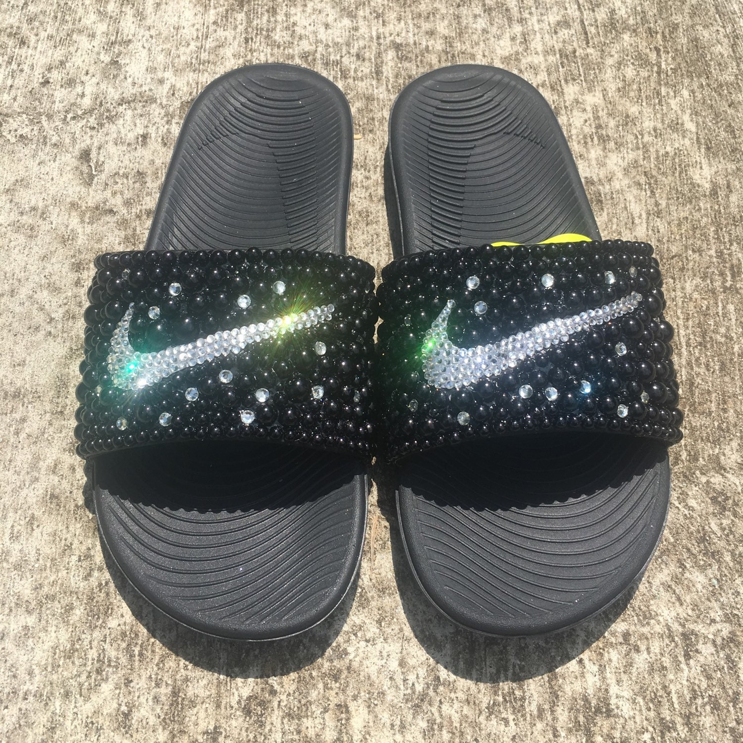 neon clear nike slides