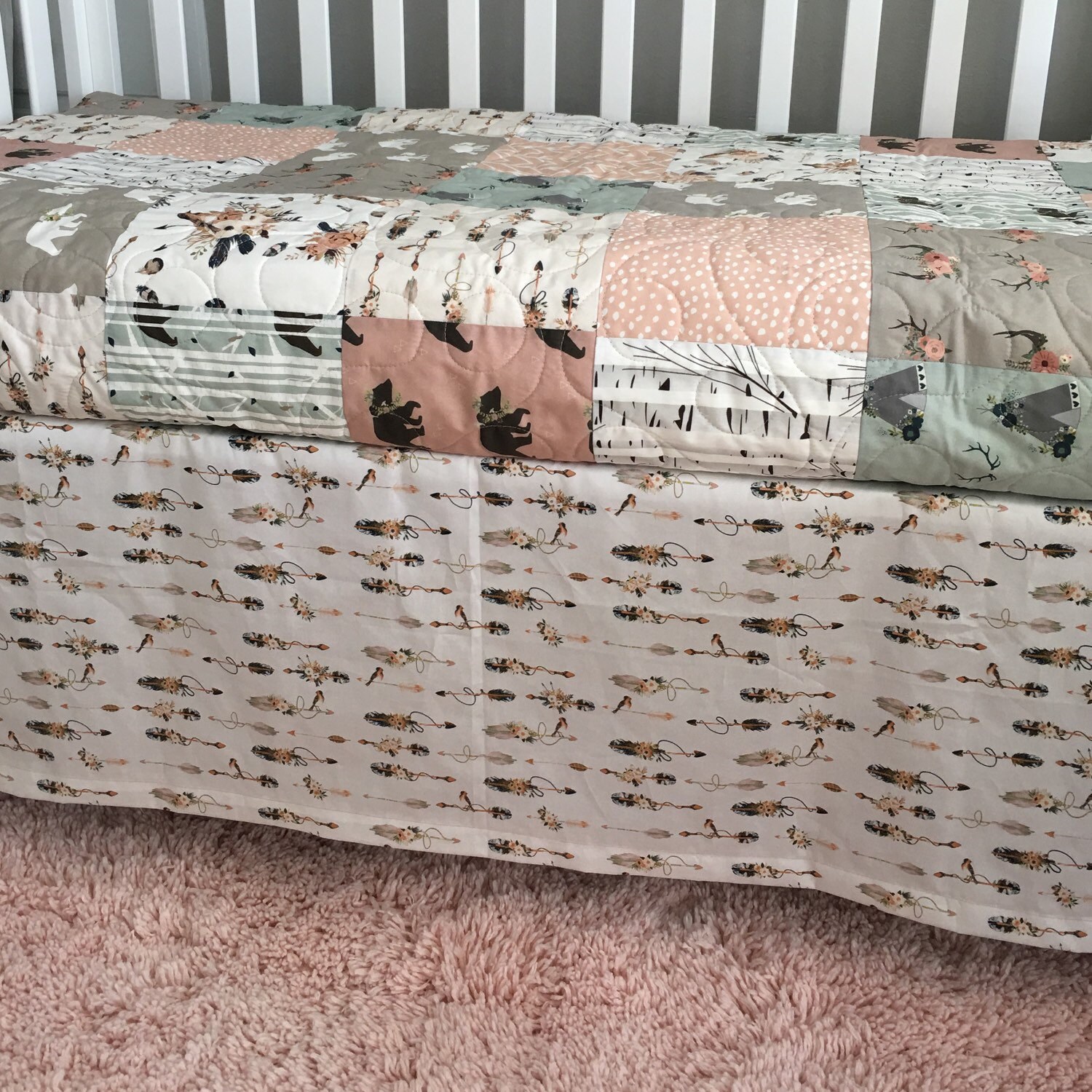 Navy Quilt Girl Boho Girl Quilt Woodland Crib Bedding Boho Etsy