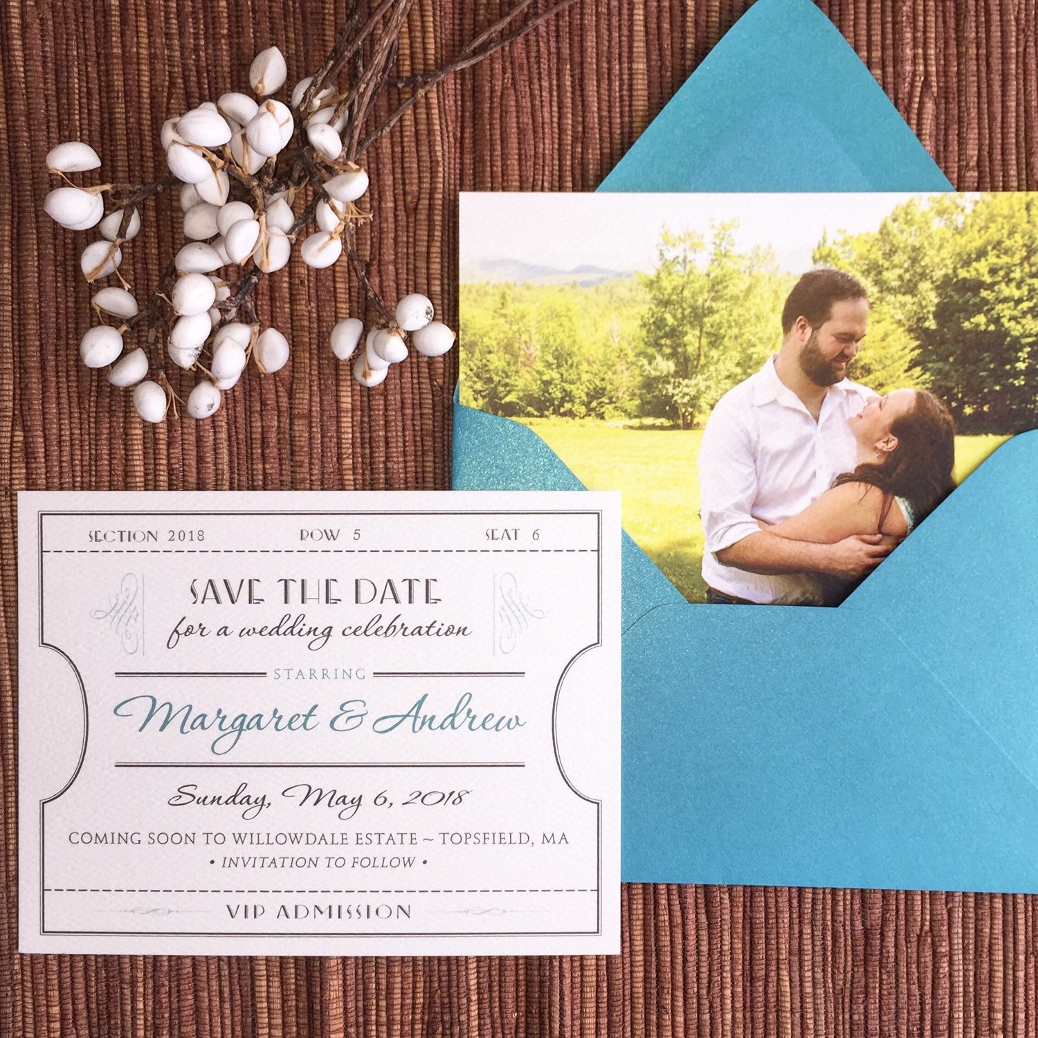 Vintage Ticket Wedding Save The Date Rehearsal Dinner Etsy