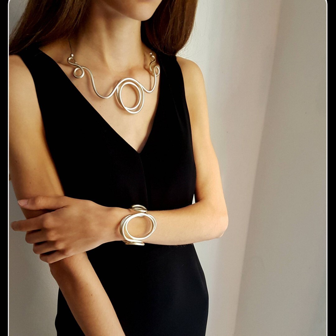 Contemporary aluminium necklace. Aluminium jewelry. Gift idea. Etsy