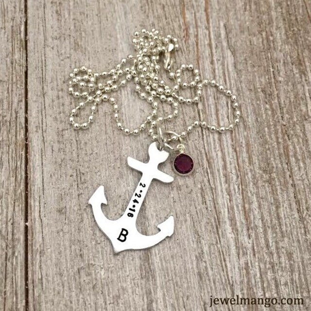 Personalized Anchor Necklace Keepsake Necklace Hand Etsy