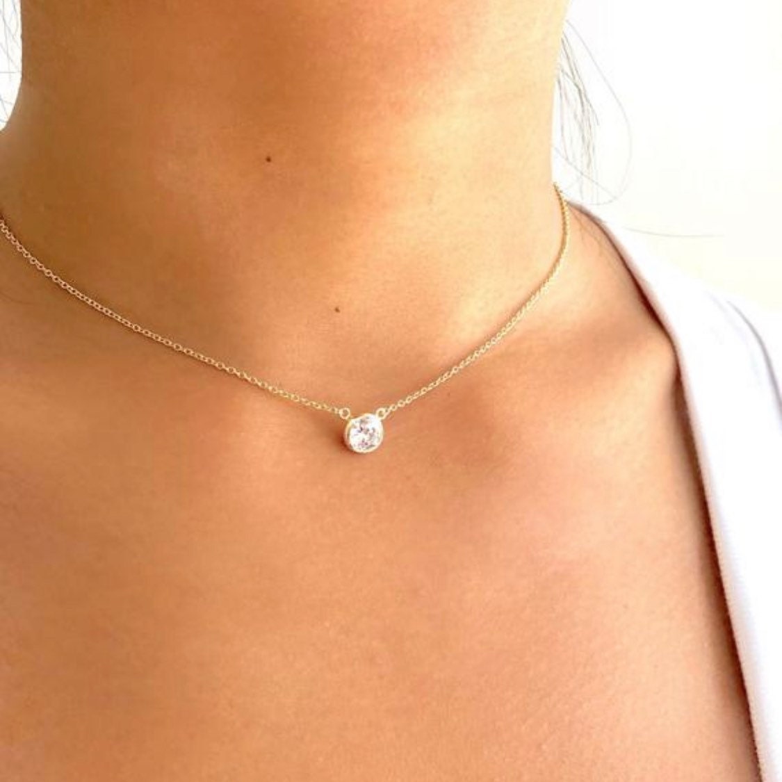 dainty cz necklace