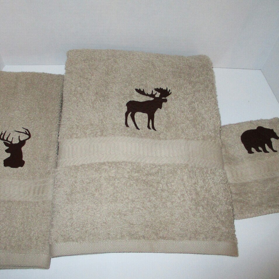 Deer bear moose bathroom cabin lodge theme. white and Etsy
