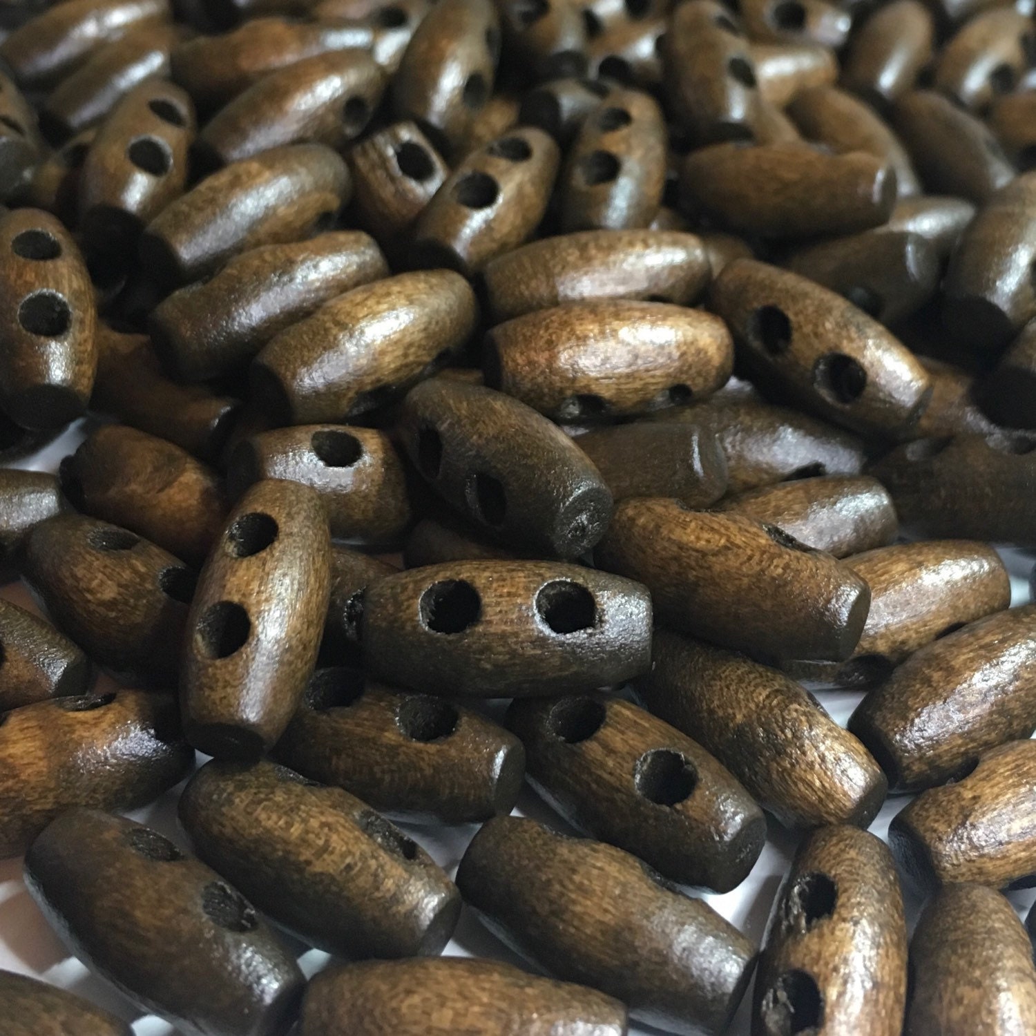 Black Coloured Wood Toggle Buttons 15mm The Bead and Button Box
