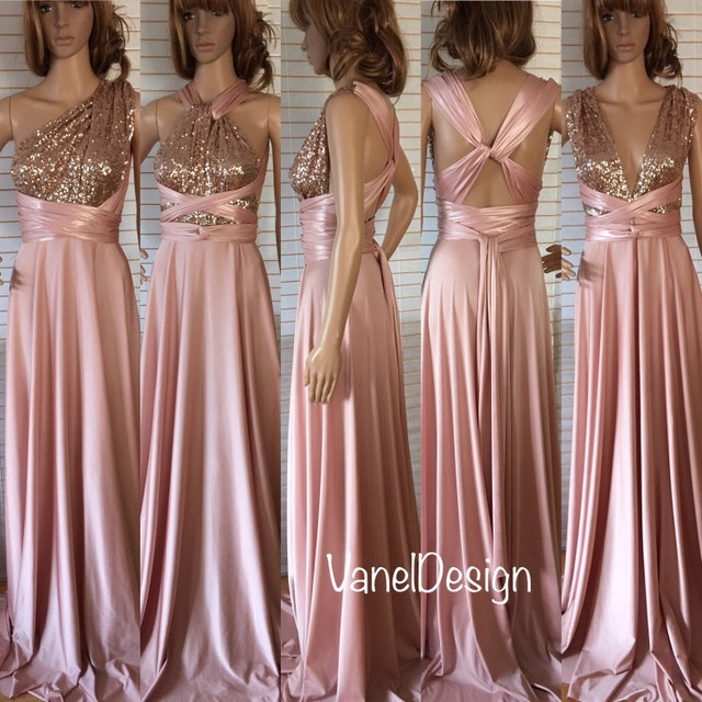Satin A-Line/Princess Convertible Infinity Long Bridesmaid Dresses