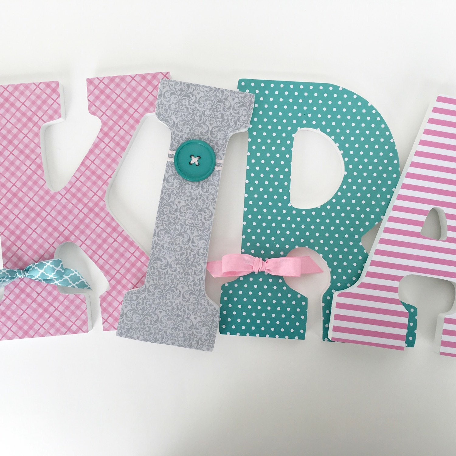 Baby Girl Wooden Letters for Nursery Pink and Light Gray | Etsy