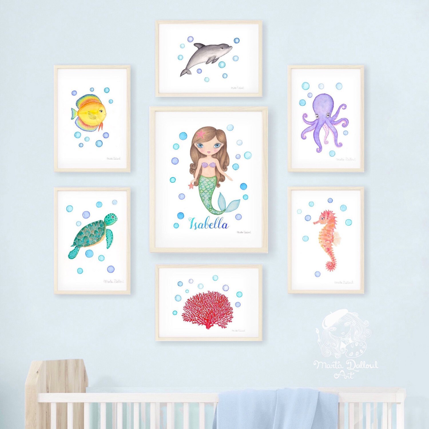 Fish Nursery Art Print Under The Sea Nursery Wall Art Ocean Etsy