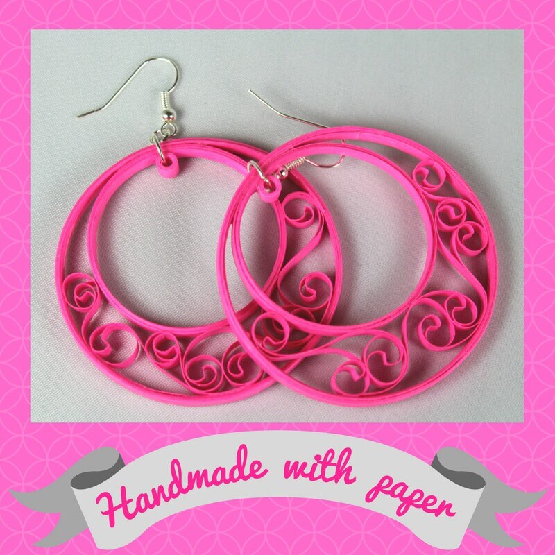 Paper Quilled Red Hoop Earrings paper quilled jewelry paper Etsy