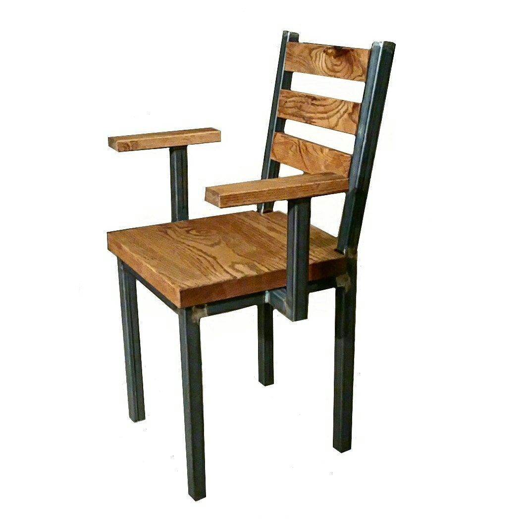Wood and Steel Dining Chair Rustic Industrial Etsy