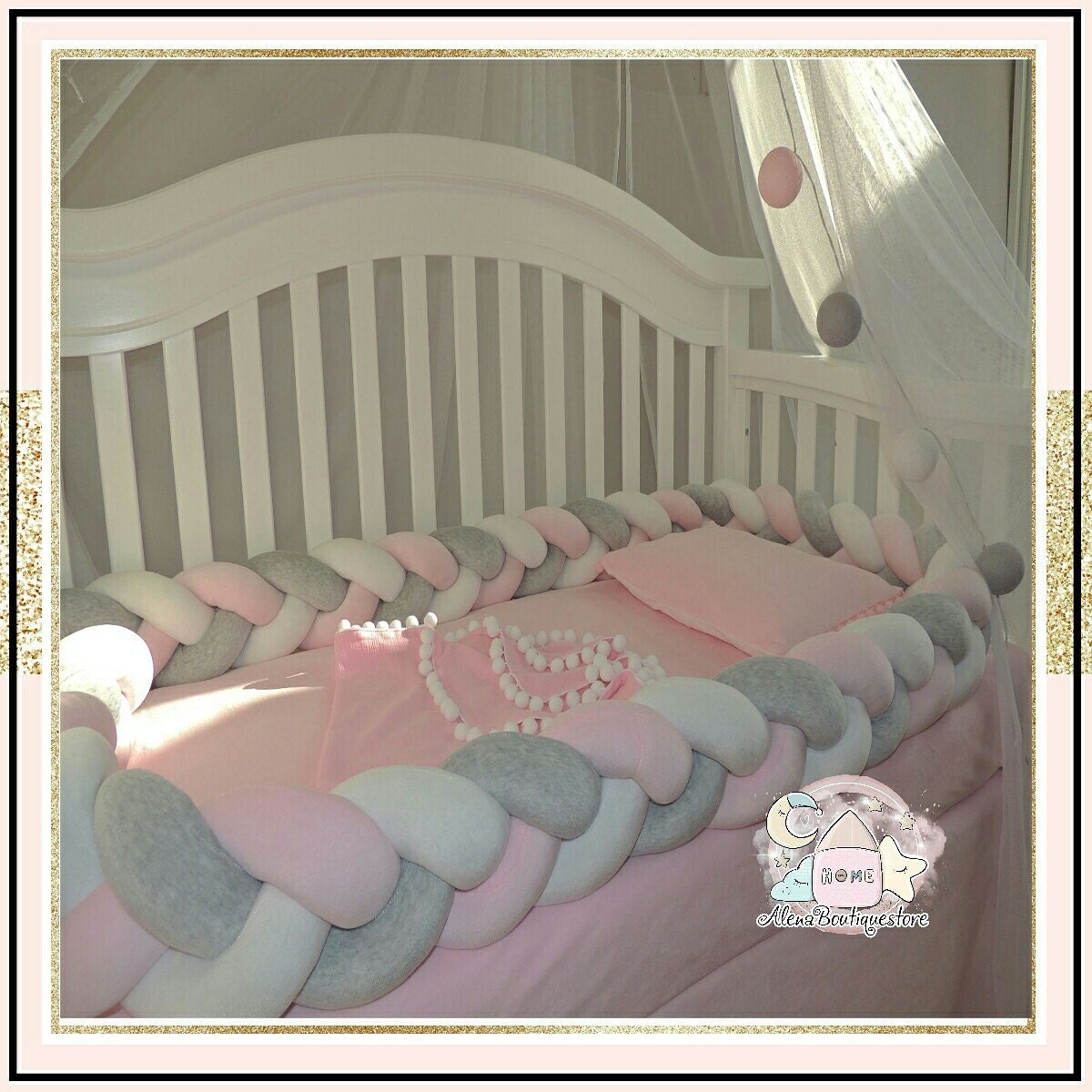 Braided Crib Bumpers/Baby Bedding/Cot/Knot Pillow/Knot Etsy