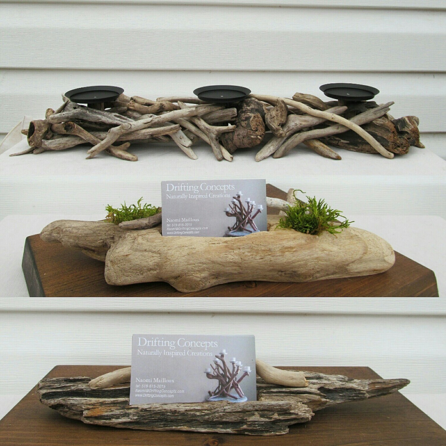 Driftwood Three Pillar Candle Holder Driftwood Candle Holder Etsy
