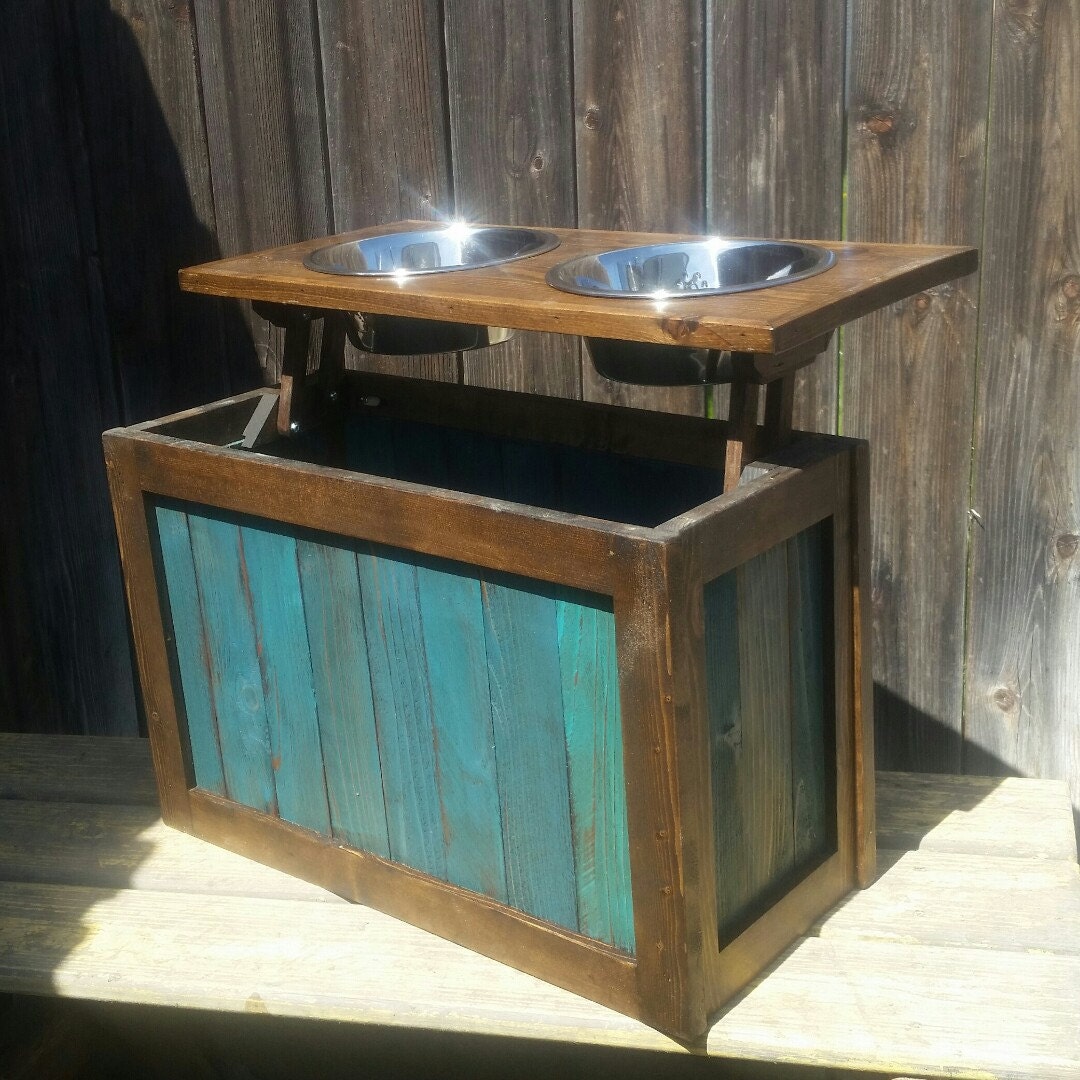 Dog feeder with storage elevated feeder dog feeder pet Etsy