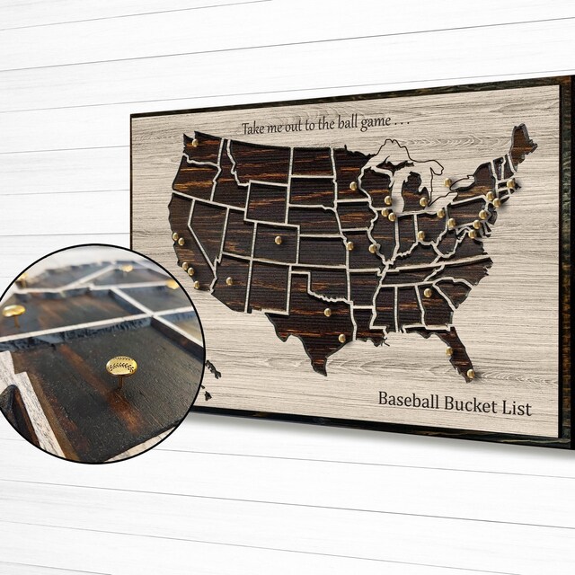 RV Travel Map, Carved Wood US Map With Camper, Motor Home Wall Decor ...