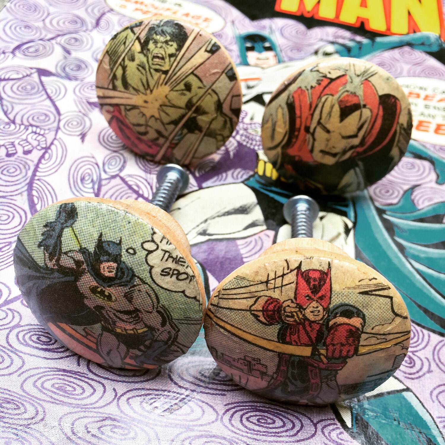Comic Drawer Knobs Superhero Knobs Knobs Door Knobs