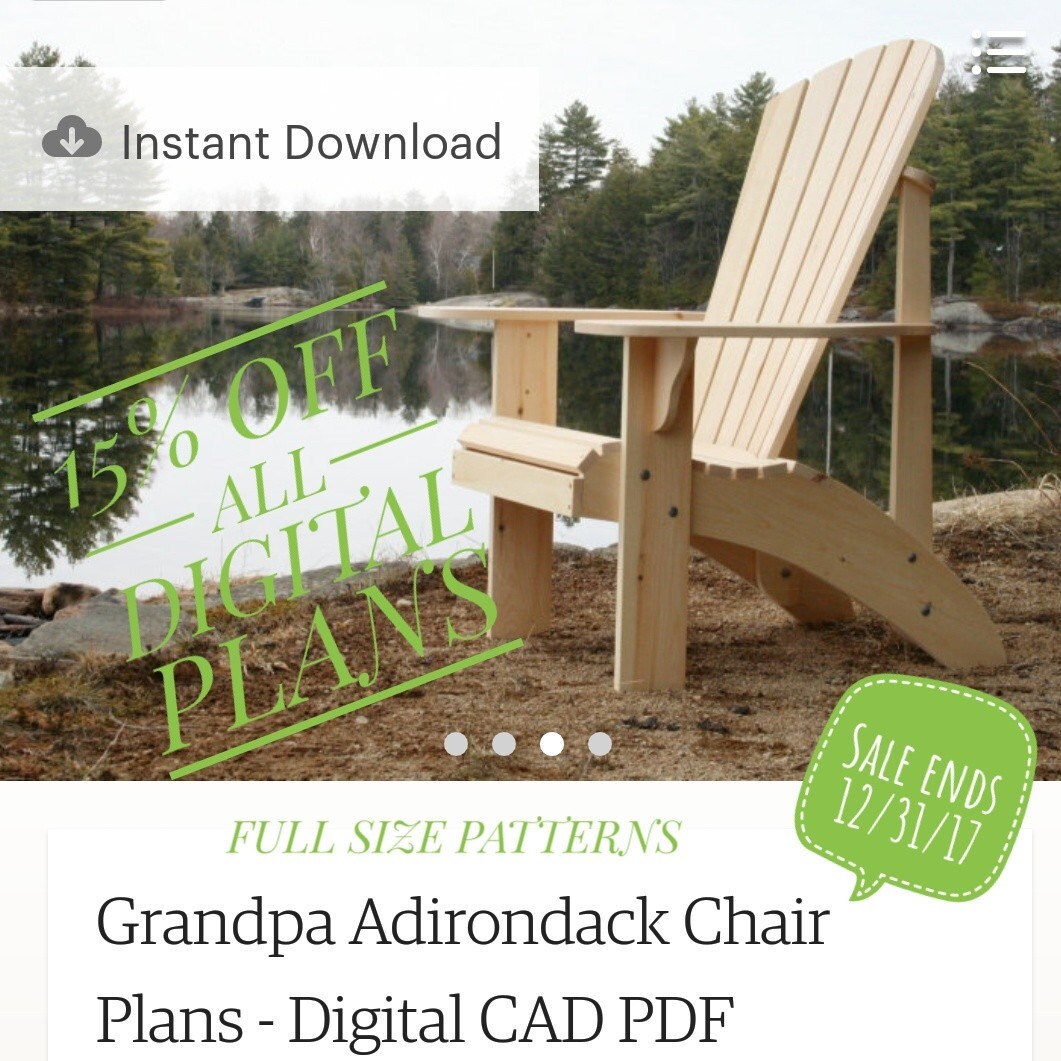 Grandpa Adirondack Chair Plans Digital CAD PDF Etsy