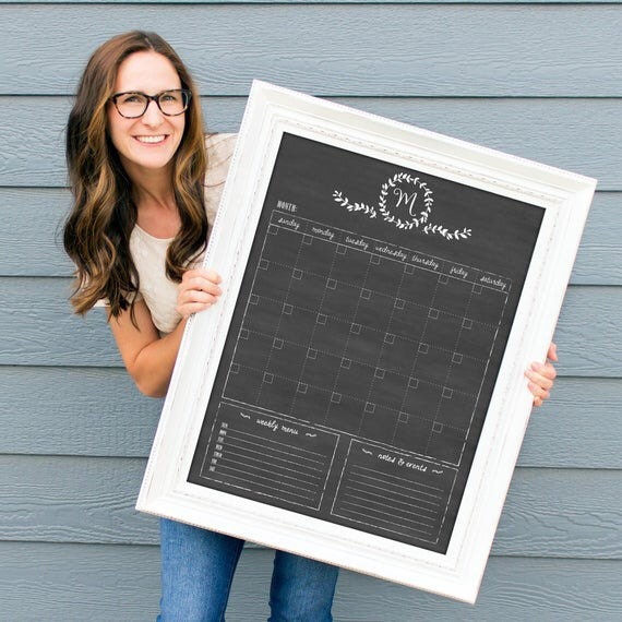 Chalkboard Calendar Printable 2 Month Veiw Fully Cutomizable Mulitple Sizes  Available 