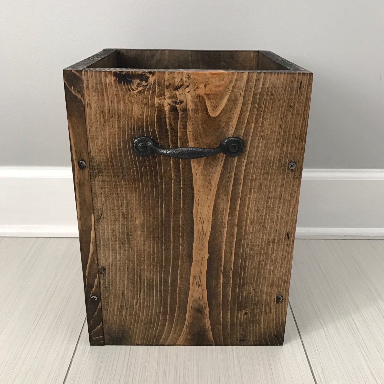 DARK WALNUT Rustic Garbage Can Bathroom Trash Can 3 or 4 | Etsy