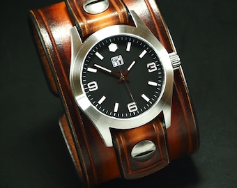 Leather cuff watches