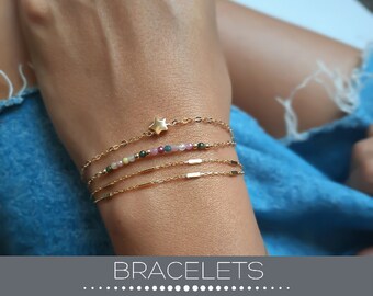Annikabella Handmade Beaded Stacking Gold Filled Ring for Women Tarnish Resistant Band Rings in Sizes 3-10